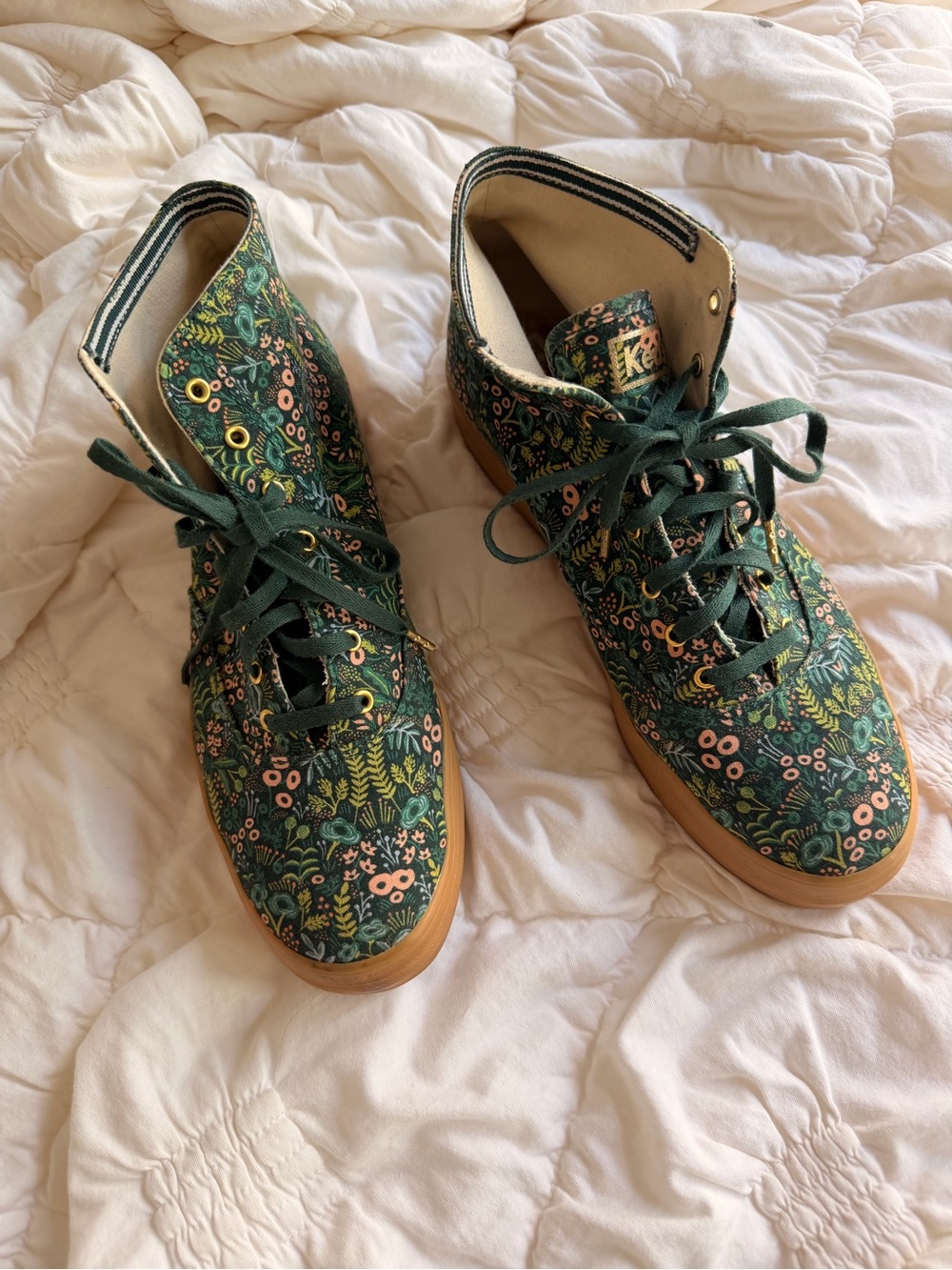 Rifle Paper Company Keds - Green Floral - Stacked Platform - High Top Sneakers